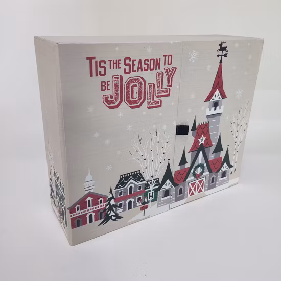 Caixa de presente de papelão personalizada Caixa de calendário com tema de Natal usada para abrir a caixa cega