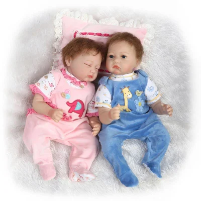 22 Polegada silicone macio vinil reborn bonecas do bebê gêmeos silicone artesanal 55 cm boneca do bebê recém-nascido macio vinil menina boneca presente de natal