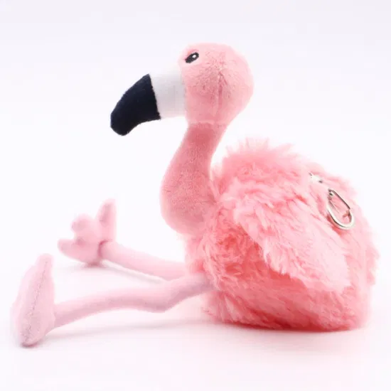 Atacado realista animal brinquedos de pelúcia mochila clipe flamingo rosa pássaros chaveiro chaveiro para saco 12cm macio recheado chaveiro